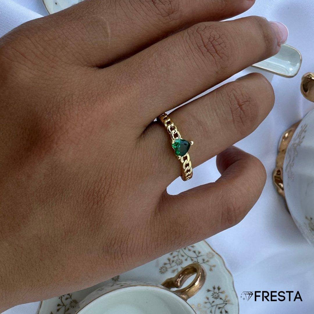 Anillo Corazón Esmeralda