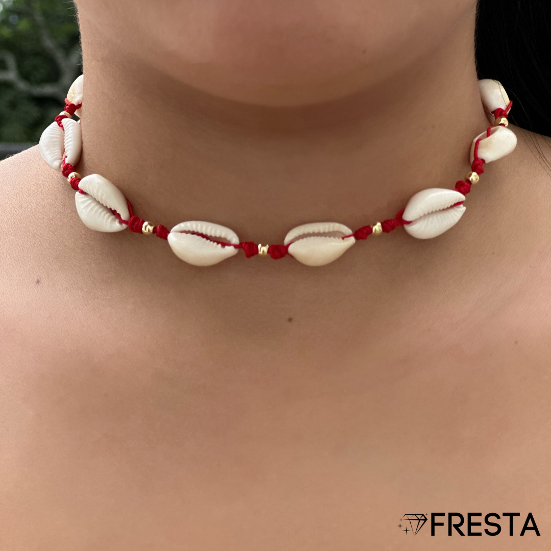 Choker Conchas Hilo Rojo