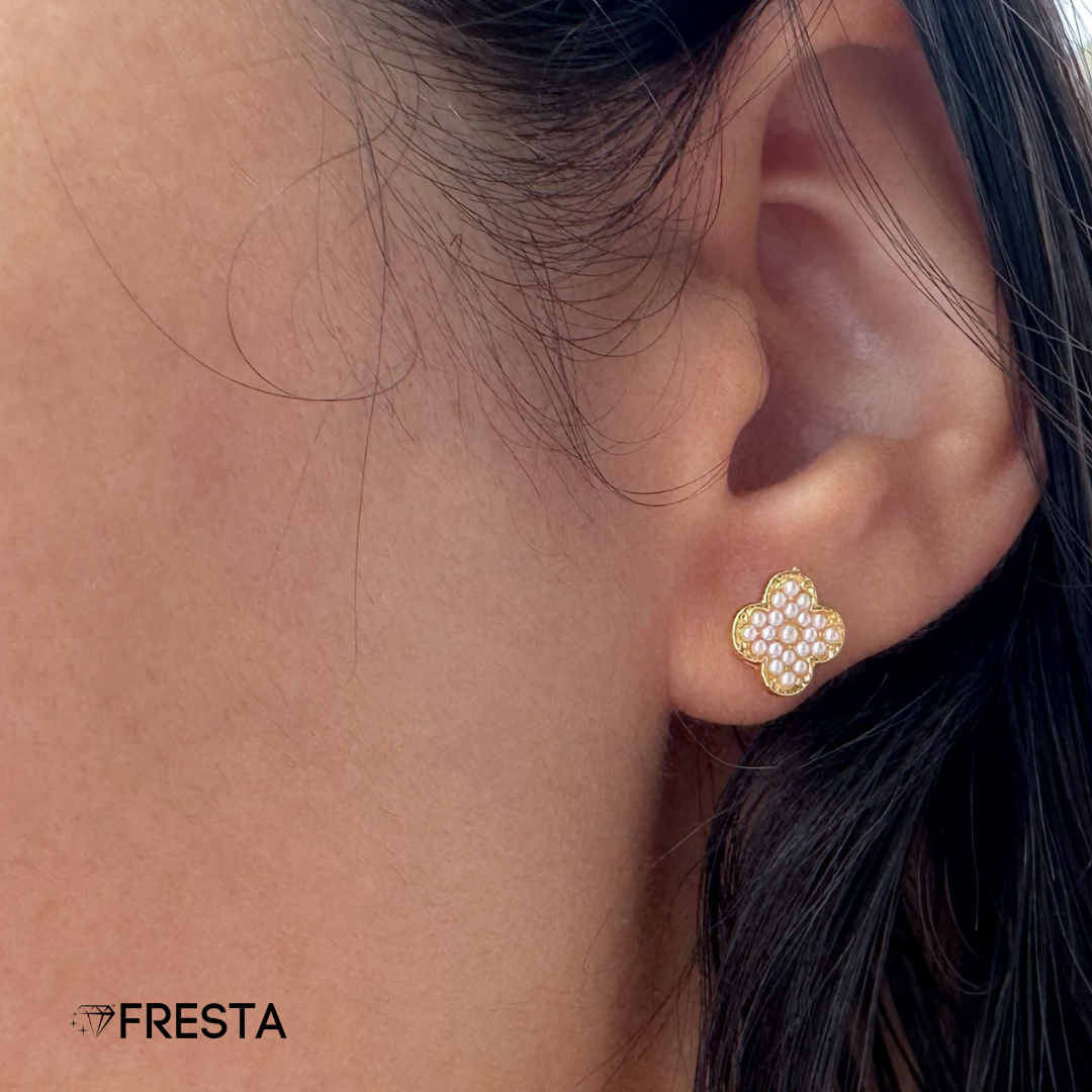 Aretes Lucky Clover Pearls